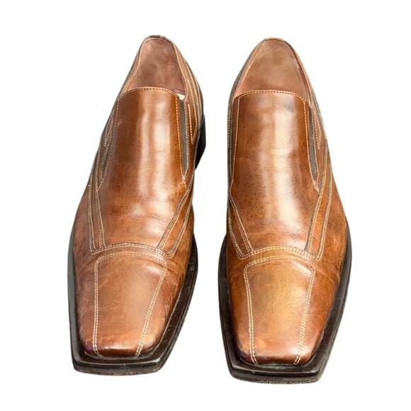 Men\'s Designer Italian VERO CUOIA Camel Leather Square Toe Loafer Dress Shoe -42 main image 8